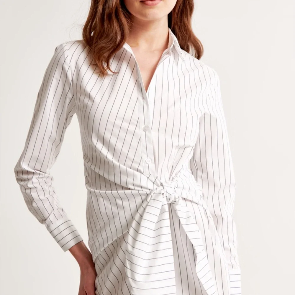 Abercrombie & Fitch Line Sleeve Wrap Shirt Dress - Picture 4 of 9